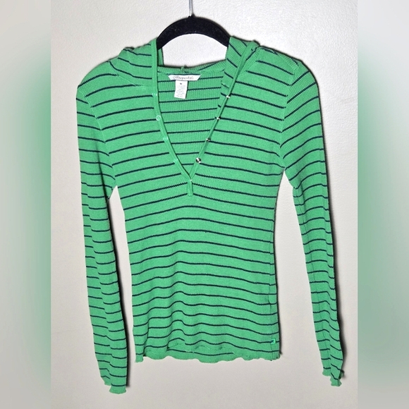 Vintage Y2K Aeropostale Hooded Waffle Knit Henley Soft Grunge Alt Girl, Medium - Picture 1 of 4